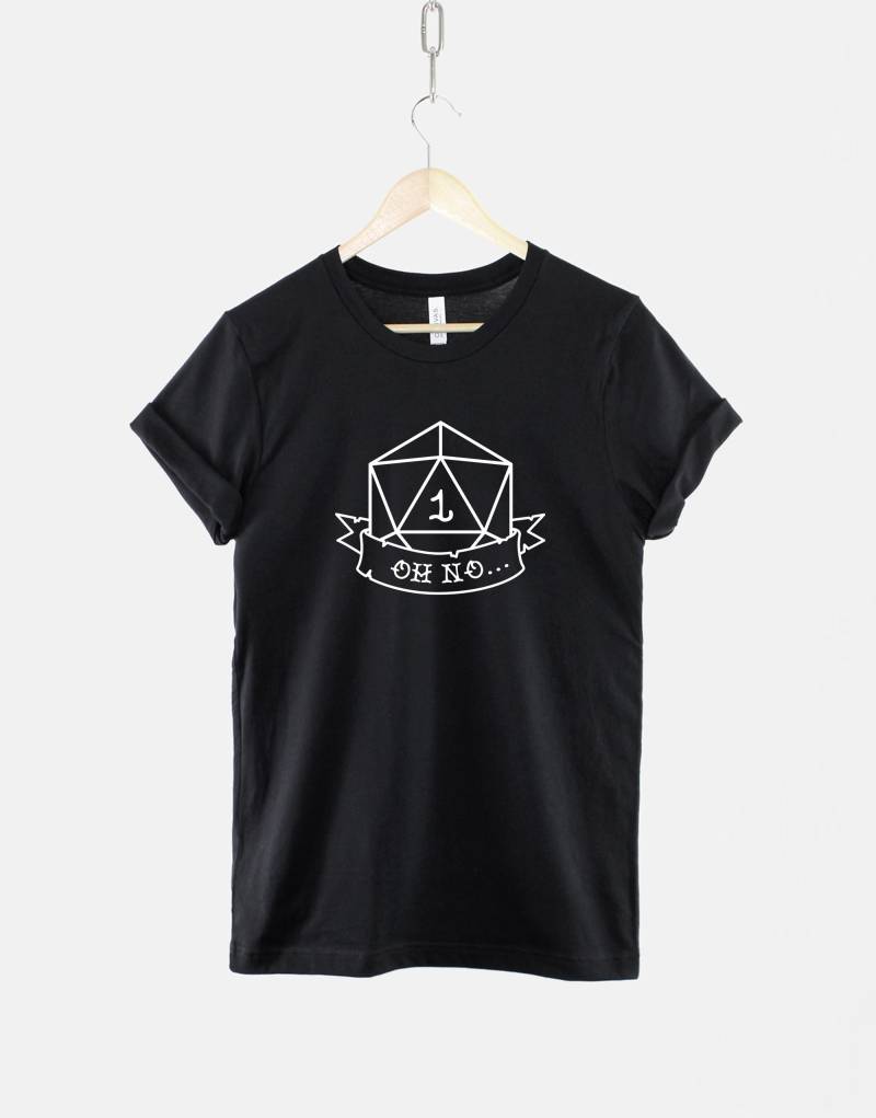 D20 Würfel T-Shirt Dungeons & Dragons Rolled A 1 von QuriousShop