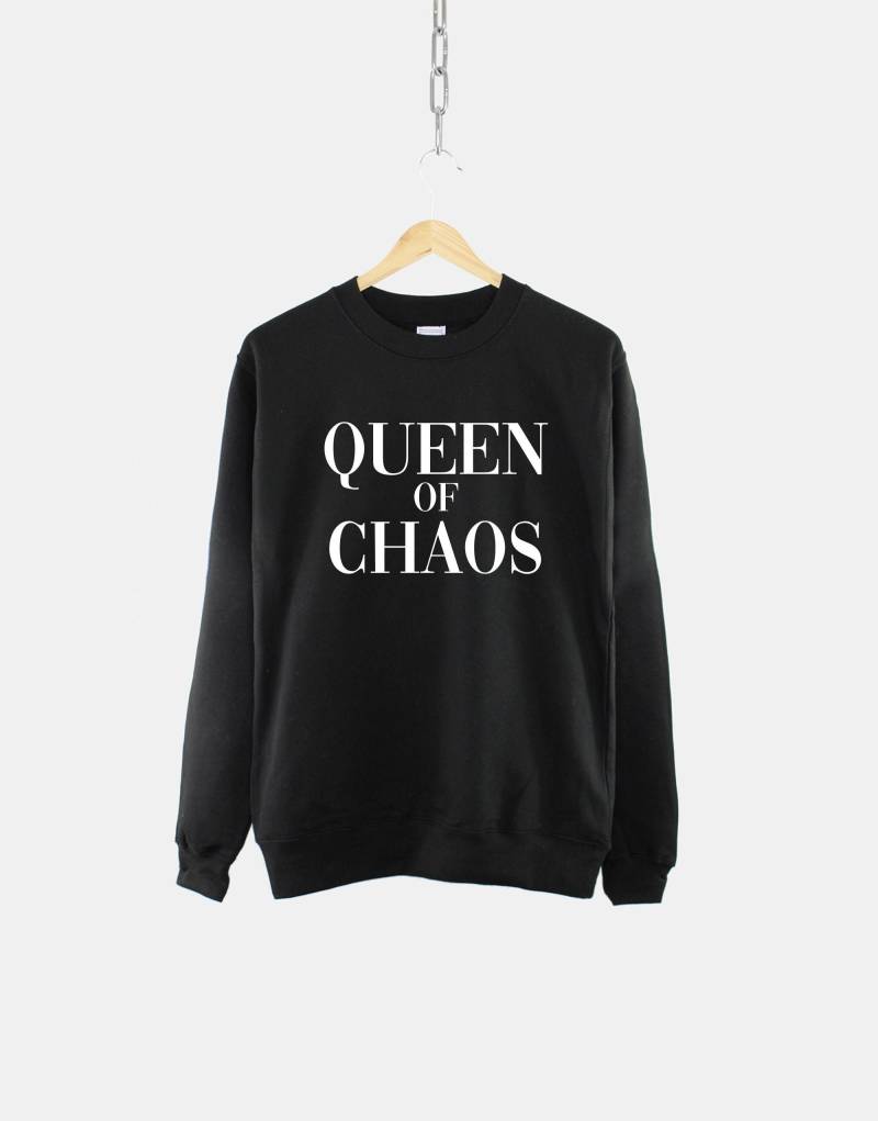 Gothic Schwarzes Sweatshirt - Queen Of Chaos Girl Pullover von QuriousShop