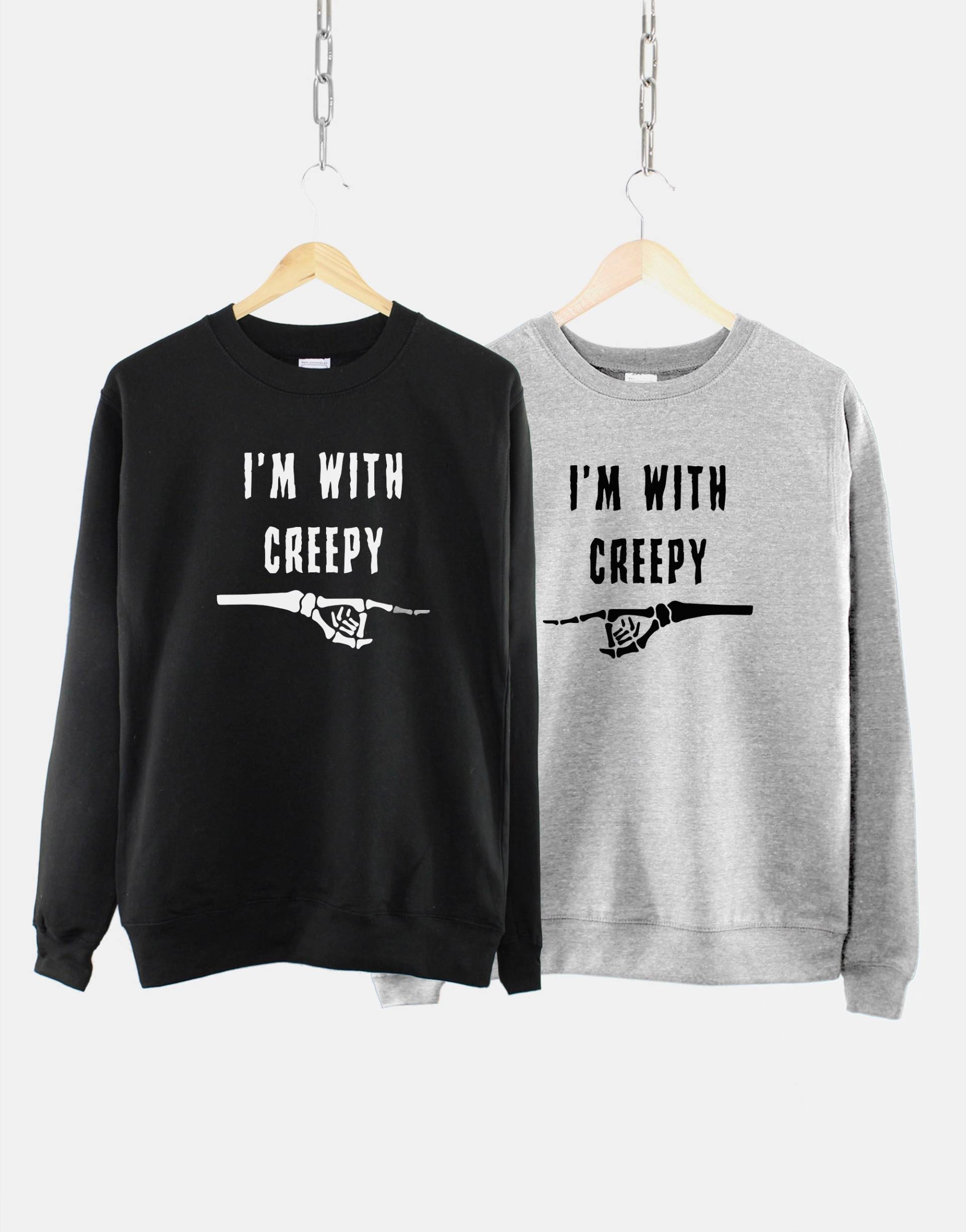 Pärchen Halloween Sweatshirt Gruseliges Skelett Passendes Set von QuriousShop