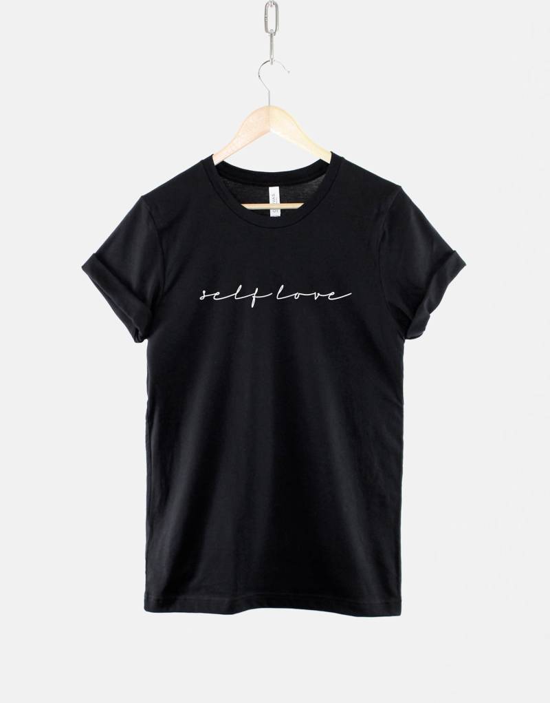 Self Love T-Shirt Ringgesponnene Baumwolle, Good Vibes Mantra von QuriousShop