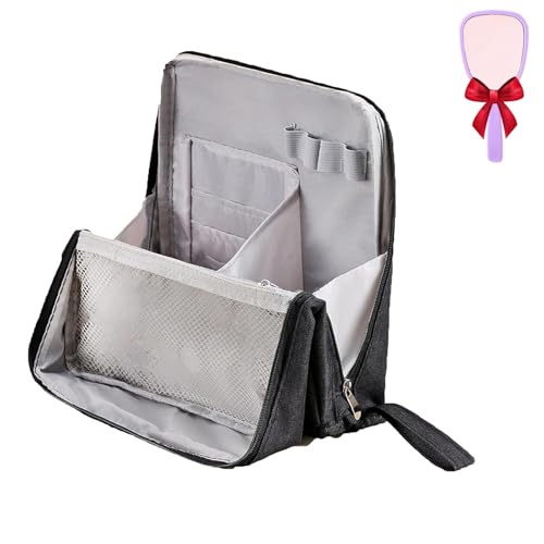 Doresty Make-up-Tasche, Mehrzweck-Make-up-Tasche, große Kapazität, Oxford-Stoff, stehend, tragbarer Make-up-Organizer aus Stoff mit mehreren Fächern, Schwarz , modisch von Qurlon