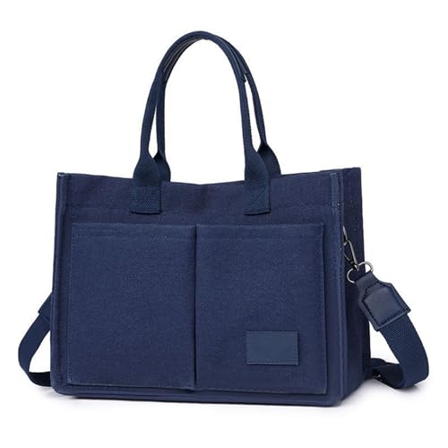 Qurlon Utility Canvas Tote Bag for Women with Compartments Large Crossbody Bags Work Laptop Book Bag Travel Satchels Handtaschen, dunkelblau, 1 von Qurlon