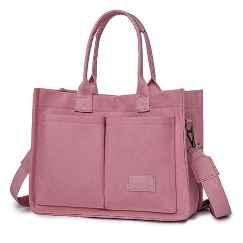 Qurlon Utility Canvas Tote Bag for Women with Compartments Large Crossbody Bags Work Laptop Book Bag Travel Satchels Handtaschen, rose, 1 von Qurlon