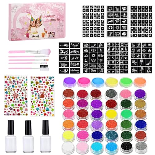 Qurygin Gesichtsbemalungs-Set für Kinder – Wasseraktivierte Gesichtsbemalungspalette mit Kunstpinseln und Schablonen | Kunsthandwerk Gesichtsfarbe Schablonen und Pinsel für Karneval, Cosplay von Qurygin