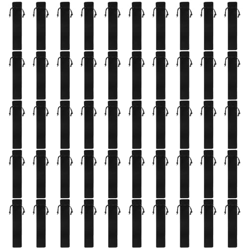 Qusedwey 50 Stücke Schwarz Samt Stiftbeutel Hülse Halter Einzige Stifttasche Gehäuse Mäppchen von Qusedwey