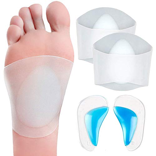Qusedwey Gel Arch Support Set, 2 Paar Plantar Fasziitis HüLlen/Schuh Einlagen, Wiederverwendbare Weiche Silikon Bogen HüLlen mit Gepolsterten Kissen für Plantar Fasziitis, Flache FüßE von Qusedwey