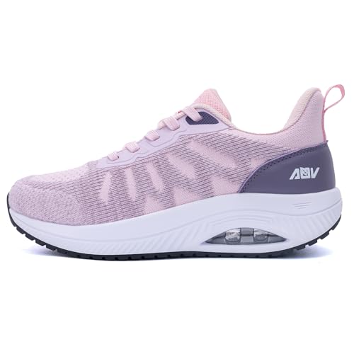 Quseek Orthopädische Schuhe Damen Walkingschuhe Arch Support Komfortabel Sportschuhe Leicht Atmungsaktiv Shoes Laufschuhe für Plantarfasziitis Plattfüße RosaViolett 42 von Quseek