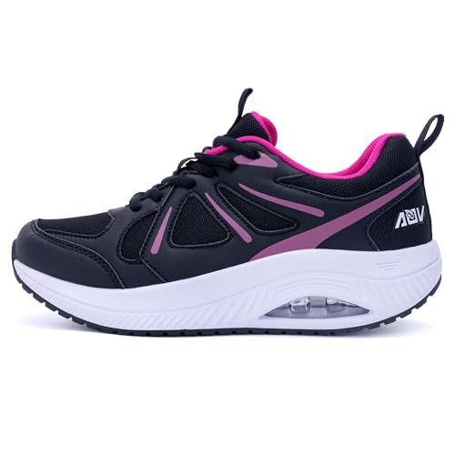 Quseek Orthopädische Schuhe Damen Walkingschuhe Arch Support Komfortabel Sportschuhe Leicht Atmungsaktiv Shoes Laufschuhe für Plantarfasziitis Plattfüße Rosen 37 von Quseek