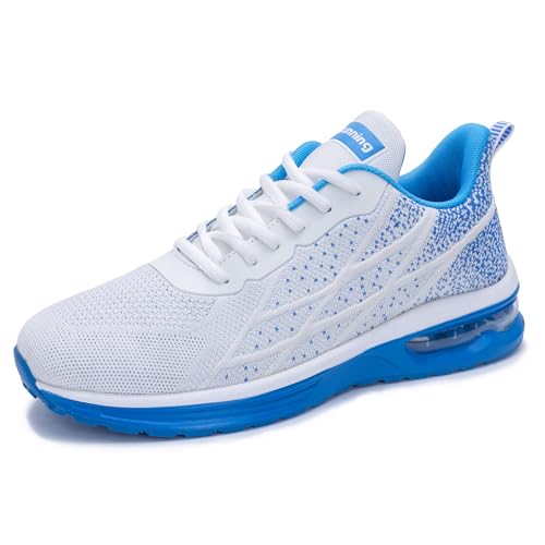 Quseek Herren Laufschuhe Walking Sportschuhe Modische Sneaker Tennis Athletische Schuhe Workout Atmungsaktive Freizeitschuh Hellblau 41 von Quseek