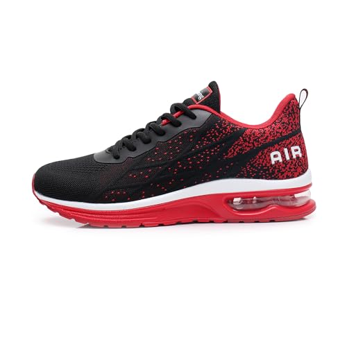 Quseek Herren Laufschuhe Walking Modische Sneaker Tennis Athletische Schuhe Workout Atmungsaktive Freizeitschuh Schwarz Rot 42 von Quseek