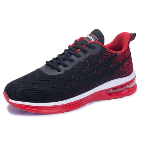 Quseek Herren Laufschuhe Walking Sportschuhe Modische Sneaker Tennis Athletische Schuhe Workout Atmungsaktive Freizeitschuh Schwarz Rot 45 von Quseek