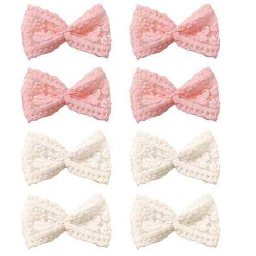 8 x Spitzenschleifen, niedliche Haarschleifen, rosa Haarstyling-Zubehör für Mädchen und Frauen (ohne Clip) von Qusmeiyici