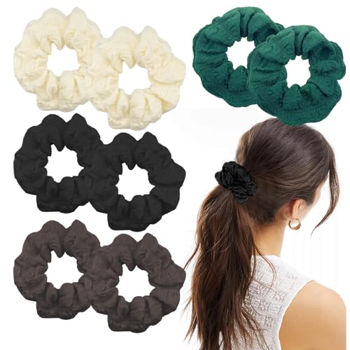 Haargummis für Damen, Retro, einfarbig, Pferdeschwanz-Halter, weiche Haargummis, Zubehör für dickes, lockiges Haar, 8 Stück von Qusmeiyici