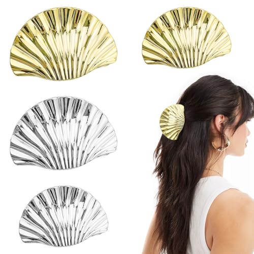 Haarklammern für Damen, rutschfest, Muschelkiefer-Clips, starker Halt, Muschel-Haarklammern, modische Frisur-Accessoires für dickes, langes Haar, 4 Stück von Qusmeiyici