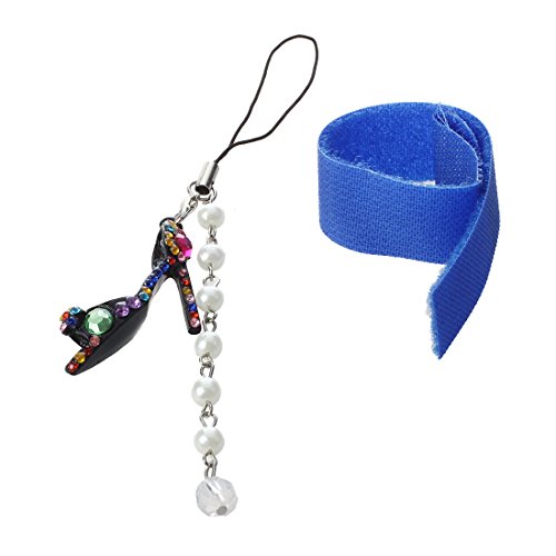 Qussedser Kristall Strass Damenschuhe mit Absatz Dekorationskette Fuer Phone Auto Tasche Schluesselanhaenger Geschenk - Kostenlose Klett-Kabelbinder von Qussedser