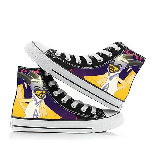 Qusunx Hazbin Hotel Anime Canvas Schuhe Alastor/Angel Dust High Top Canvas Schuhe Cartoon gedruckt Paar Schuhe lässige Turnschuhe für Teenager Studenten von Qusunx