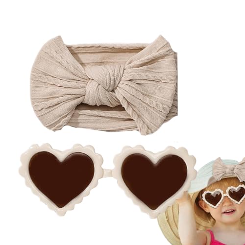 Qutalmi Baby-Stirnband-Bögen,Baby-Bogen-Stirnbänder - Kinder-Brillen-Haarband-Sets | Weiche Nylon-Baby-Stirnbänder mit Sonnenbrille, Baby-Mädchen-Stirnbänder mit Schleife für Neugeborene, Kleinkinder von Qutalmi