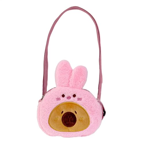 Qutalmi Capybara Plüsch-Geldbörse, Plüsch-Umhängetasche - Cartoon Capybara Stofftier Geldbörse,15 cm/5,9 Zoll verstellbare Plüschtasche, Geldbörse in Tierform für Frauen und Mädchen von Qutalmi