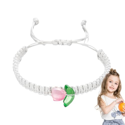 Qutalmi Gewebtes handgefertigtes Armbandseil, geflochtene Tulpenblumen-Armbänder,String Flower Tulpe Gewebte Armbänder | Verstellbares handgefertigtes geflochtenes Seilarmband, böhmisches Armband für von Qutalmi