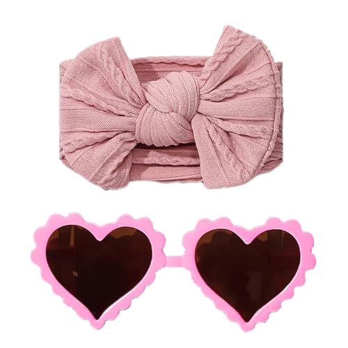 Qutalmi Neugeborenen-Stirnband-Schleifen,Baby-Stirnband-Schleifen - Kopfbedeckungsbrillen-Set für Kinder - Baby-Nylon-Stirnbänder und Sonnenbrillen, elastische Haarbänder mit Haarschleife, Haarschmuck von Qutalmi