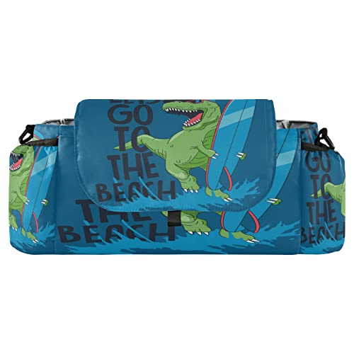 Dinosaurier-Skateboard-Tier-Baby-Kinderwagen-Organizer-Tasche, Universal-Kinderwagen-Zubehör, Taschenhaken mit 2 Getränkehaltern, verstellbaren Gurten und Kinderwagenhaken, passend für Flasche, Dinosaurier-Skateboard-Tier-Baby-Kinderwagen-Organizer-Tasche, Universal-Kinderwagen-Zubehör, Taschenhaken mit 2 Getränkehaltern, verstellbaren Gurten und Kinderwagenhaken, passend für Flasche, von Quteprint