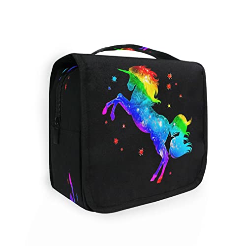 Galaxie-Tier-Einhorn-Kulturbeutel zum Aufhängen für Damen und Herren, tragbare Make-up-Tasche, Organizer, Kosmetiktasche für Geldbörse, wasserdichte Reiseutensilien, große Kulturtasche für Kinder und Mädchen, Mehrfarbig, Einheitsgröße von Quteprint