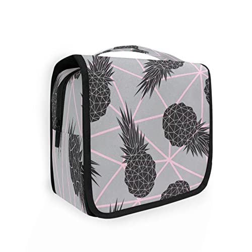 Geometrische Ananas-Sommer-Kulturtasche zum Aufhängen für Damen und Herren, tragbare Make-up-Tasche, Organizer, Kosmetiktasche für Geldbörse, wasserdichte Reiseutensilien, große Kulturtasche für Kinder und Mädchen, Mehrfarbig, Einheitsgröße von Quteprint