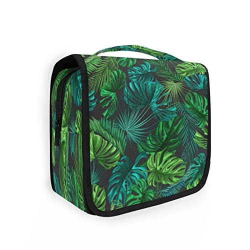 Hawaiianische Kulturtasche mit Palmblättern zum Aufhängen für Damen und Herren, tragbare Make-up-Tasche, Organizer, Kosmetiktasche für Geldbörse, wasserdichte Reiseutensilien, große Kulturtasche für Kinder und Mädchen, Mehrfarbig, Einheitsgröße von Quteprint