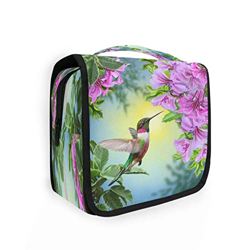 Kulturbeutel mit Frühlingsblumen, Kolibri, Vogel, zum Aufhängen, für Damen und Herren, tragbare Make-up-Tasche, Organizer, Kosmetiktasche für Geldbörse, wasserdichte Reiseutensilien, große Kulturtasche für Kinder und Mädchen, Mehrfarbig, Einheitsgröße von Quteprint