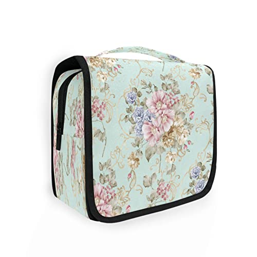 Kulturtasche mit Blumenmuster, zum Aufhängen, für Damen und Herren, tragbare Make-up-Tasche, Organizer, Kosmetiktasche für Geldbörse, wasserdicht, Reiseutensilien, große Kulturtasche für Kinder und Mädchen, Mehrfarbig, Einheitsgröße von Quteprint