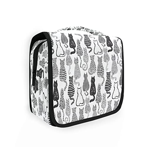 Kulturtasche mit Katzen-Motiv, zum Aufhängen, für Damen und Herren, tragbare Make-up-Tasche, Organizer, Kosmetiktasche für Geldbörse, wasserdichte Reiseutensilien, große Kulturtasche für Kinder und Mädchen, Mehrfarbig, Einheitsgröße von Quteprint