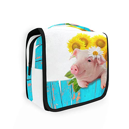 Lustige Kulturtasche mit Tierschweinchen, Sonnenblumen, zum Aufhängen, für Damen und Herren, tragbare Make-up-Tasche, Organizer, Kosmetiktasche für Geldbörse, wasserdichte Reiseutensilien, große Kulturtasche für Kinder und Mädchen, Mehrfarbig, Einheitsgröße von Quteprint