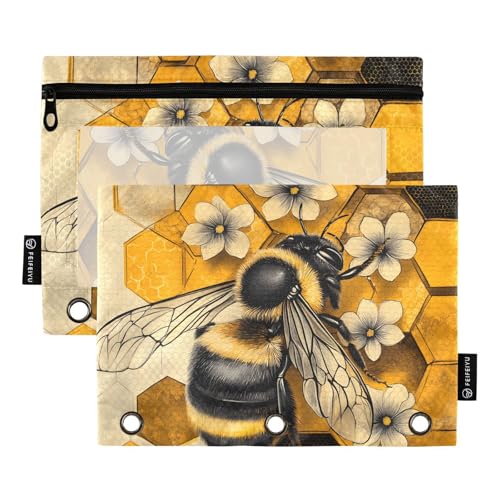 Quteprint Federmäppchen für 3-Ring-Ordner, Sommerblumen, Bienen, Waben, 2 Stück, Reißverschluss, Federmäppchen mit transparentem Fenster und verstärkten Ösen für Ordner, Federmäppchen, Taschen Quteprint Federmäppchen für 3-Ring-Ordner, Sommerblumen, Bienen, Waben, 2 Stück, Reißverschluss, Federmäppchen mit transparentem Fenster und verstärkten Ösen für Ordner, Federmäppchen, Taschen von Quteprint