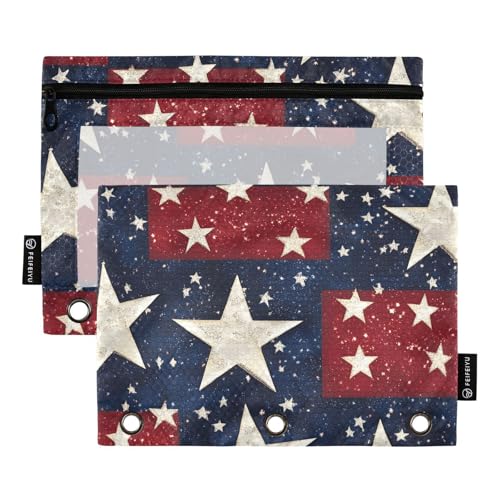 Quteprint Federmäppchen für 3-Ring-Ordner, amerikanische Flagge, Sterne, 2 Stück, Reißverschluss, Federmäppchen mit transparentem Fenster und verstärkten Ösen für Ordner, Federmäppchen, Taschen Quteprint Federmäppchen für 3-Ring-Ordner, amerikanische Flagge, Sterne, 2 Stück, Reißverschluss, Federmäppchen mit transparentem Fenster und verstärkten Ösen für Ordner, Federmäppchen, Taschen von Quteprint