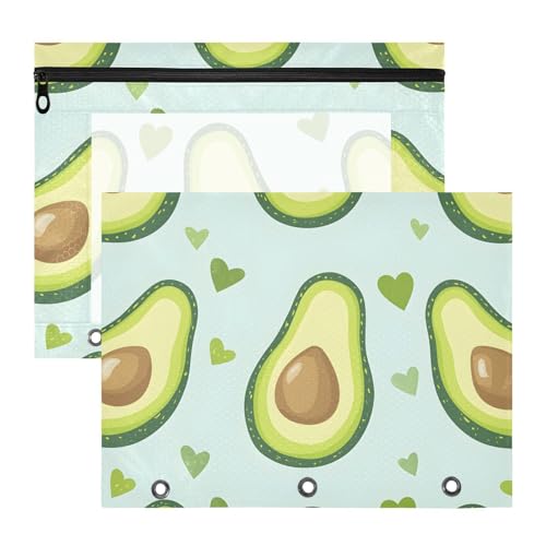 Quteprint Federmäppchen für 3-Ringbuch, Avocados Herzmuster, A4-Dokumententasche mit Reißverschluss, transparentes Fenster, langlebig, Ordner-Organizer, große Kapazität, für Schule, Büro, Make-up, 2 Quteprint Federmäppchen für 3-Ringbuch, Avocados Herzmuster, A4-Dokumententasche mit Reißverschluss, transparentes Fenster, langlebig, Ordner-Organizer, große Kapazität, für Schule, Büro, Make-up, 2 von Quteprint