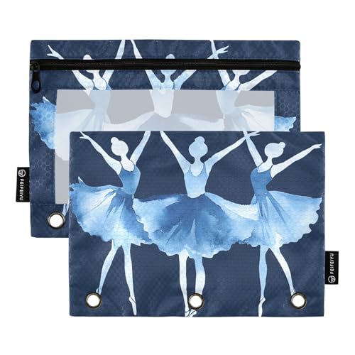 Quteprint Federmäppchen für 3-Ringbuch, Balletttänzerin, 2 Stück, mit Reißverschluss, mit transparentem Fenster und verstärkten Ösen für Ordner, Federmäppchen, Taschen, Organizer für Büro, Schule Quteprint Federmäppchen für 3-Ringbuch, Balletttänzerin, 2 Stück, mit Reißverschluss, mit transparentem Fenster und verstärkten Ösen für Ordner, Federmäppchen, Taschen, Organizer für Büro, Schule von Quteprint