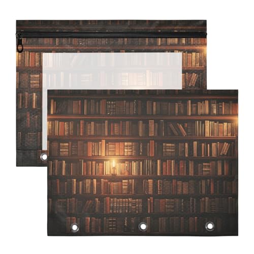 Quteprint Federmäppchen für 3-Ringbuch, Bibliothekswandbücher, Kerzenbinder, Federmäppchen, A4-Dokumententasche mit Reißverschluss, transparentes Fenster, langlebig, Ordner-Organizer, große Kapazität von Quteprint