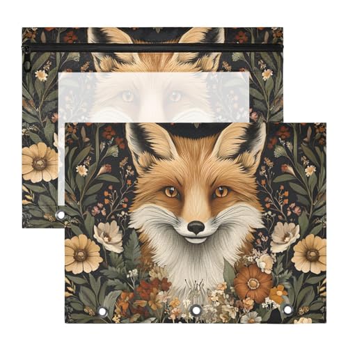 Quteprint Federmäppchen für 3-Ringbuch, Blumen, niedlicher Fuchs, A4-Dokumententasche mit Reißverschluss, transparentes Fenster, langlebig, Ordner-Organizer, große Kapazität für Schule, Büro, Make-up Quteprint Federmäppchen für 3-Ringbuch, Blumen, niedlicher Fuchs, A4-Dokumententasche mit Reißverschluss, transparentes Fenster, langlebig, Ordner-Organizer, große Kapazität für Schule, Büro, Make-up von Quteprint