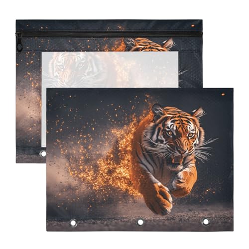 Quteprint Federmäppchen für 3-Ringbuch, Laufender Fiery Tiger, Federmäppchen, A4-Dokumententasche mit Reißverschluss, transparentes Fenster, langlebig, Ordner-Organizer, große Kapazität, für Schule Quteprint Federmäppchen für 3-Ringbuch, Laufender Fiery Tiger, Federmäppchen, A4-Dokumententasche mit Reißverschluss, transparentes Fenster, langlebig, Ordner-Organizer, große Kapazität, für Schule von Quteprint