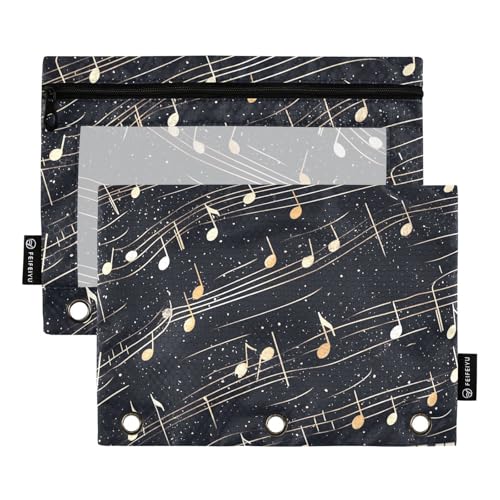 Quteprint Federmäppchen für 3-Ringbuch, Musiknoten, Klavier, 2 Stück, Reißverschluss, Federmäppchen mit transparentem Fenster und verstärkten Ösen für Ordner, Federmäppchen, Taschen, Organizer für Quteprint Federmäppchen für 3-Ringbuch, Musiknoten, Klavier, 2 Stück, Reißverschluss, Federmäppchen mit transparentem Fenster und verstärkten Ösen für Ordner, Federmäppchen, Taschen, Organizer für von Quteprint