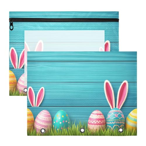 Quteprint Federmäppchen für 3-Ringbuch, Osterhase, bunte Eier, A4-Dokumententasche mit Reißverschluss, transparentes Fenster, langlebig, Ordner-Organizer, große Kapazität für Schule, Büro, Make-up, 2 Quteprint Federmäppchen für 3-Ringbuch, Osterhase, bunte Eier, A4-Dokumententasche mit Reißverschluss, transparentes Fenster, langlebig, Ordner-Organizer, große Kapazität für Schule, Büro, Make-up, 2 von Quteprint