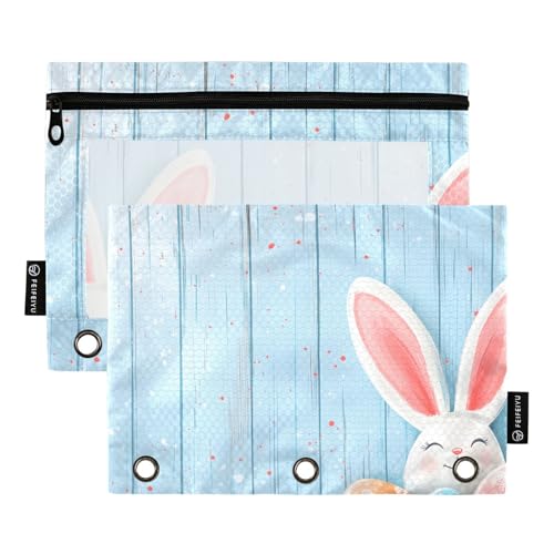Quteprint Federmäppchen für 3-Ringbuch, Osterhasen-Eier, 2 Stück, mit Reißverschluss, mit transparentem Fenster und verstärkten Ösen für Ordner, Federmäppchen, Taschen, Organizer für Büro, Schule Quteprint Federmäppchen für 3-Ringbuch, Osterhasen-Eier, 2 Stück, mit Reißverschluss, mit transparentem Fenster und verstärkten Ösen für Ordner, Federmäppchen, Taschen, Organizer für Büro, Schule von Quteprint