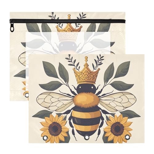 Quteprint Federmäppchen für 3-Ringbuch, Sommerbienenkrone, Sonnenblumen, A4-Dokumententasche mit Reißverschluss, transparentes Fenster, langlebig, Ordner-Organizer, große Kapazität für Schule, Büro Quteprint Federmäppchen für 3-Ringbuch, Sommerbienenkrone, Sonnenblumen, A4-Dokumententasche mit Reißverschluss, transparentes Fenster, langlebig, Ordner-Organizer, große Kapazität für Schule, Büro von Quteprint