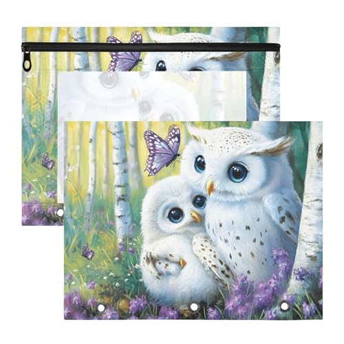 Quteprint Federmäppchen für 3-Ringbuch, Wald, niedliche Eule, Schmetterling, A4-Dokumententasche mit Reißverschluss, transparentes Fenster, langlebig, Ordner-Organizer, große Kapazität, für Schule Quteprint Federmäppchen für 3-Ringbuch, Wald, niedliche Eule, Schmetterling, A4-Dokumententasche mit Reißverschluss, transparentes Fenster, langlebig, Ordner-Organizer, große Kapazität, für Schule von Quteprint