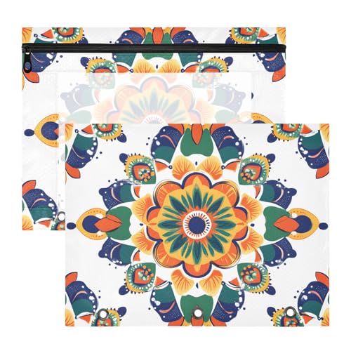 Quteprint Federmäppchen für 3-Ringbuch, geometrisches Mandala-Muster, A4-Dokumententasche mit Reißverschluss, transparentes Fenster, langlebig, Ordner-Organizer, große Kapazität, für Schule, Büro Quteprint Federmäppchen für 3-Ringbuch, geometrisches Mandala-Muster, A4-Dokumententasche mit Reißverschluss, transparentes Fenster, langlebig, Ordner-Organizer, große Kapazität, für Schule, Büro von Quteprint