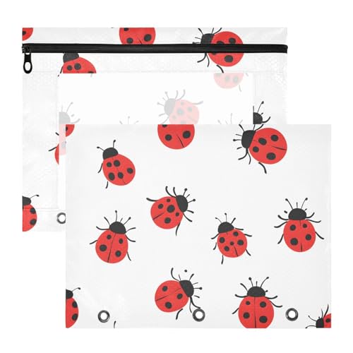 Quteprint Federmäppchen für 3-Ringordner, Tier-Marienkäfer-Muster, A4-Dokumententasche mit Reißverschluss, transparentes Fenster, langlebig, Ordner-Organizer, große Kapazität, für Schule, Büro Quteprint Federmäppchen für 3-Ringordner, Tier-Marienkäfer-Muster, A4-Dokumententasche mit Reißverschluss, transparentes Fenster, langlebig, Ordner-Organizer, große Kapazität, für Schule, Büro von Quteprint