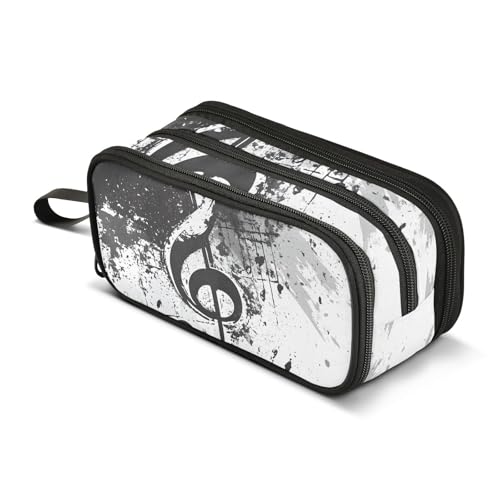 Quteprint Federmäppchen mit Reißverschluss, Grunge-Musiknoten, großes Fassungsvermögen, strapazierfähiges Federmäppchen mit 3 Fächern, für Schule, Uni, Büro, Organizer für Studenten, Teenager Quteprint Federmäppchen mit Reißverschluss, Grunge-Musiknoten, großes Fassungsvermögen, strapazierfähiges Federmäppchen mit 3 Fächern, für Schule, Uni, Büro, Organizer für Studenten, Teenager von Quteprint