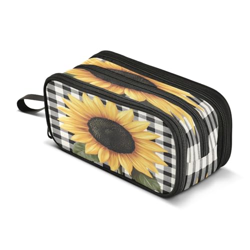 Quteprint Federmäppchen mit Reißverschluss, Sommer-Sonnenblumen-Plaid, großes Fassungsvermögen, strapazierfähiges Federmäppchen mit 3 Fächern, für Schule, Uni, Büro, Organizer für Studenten, Teenager Quteprint Federmäppchen mit Reißverschluss, Sommer-Sonnenblumen-Plaid, großes Fassungsvermögen, strapazierfähiges Federmäppchen mit 3 Fächern, für Schule, Uni, Büro, Organizer für Studenten, Teenager von Quteprint