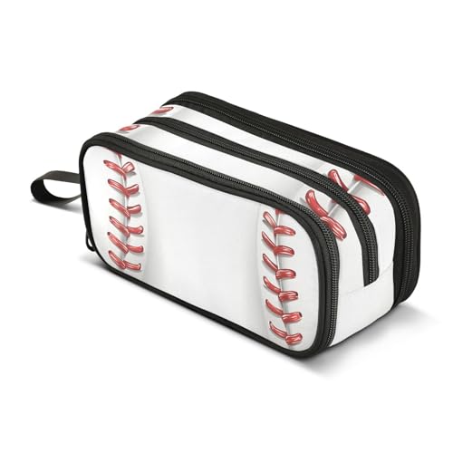 Quteprint Federmäppchen mit Reißverschluss, Sport-Baseballnähte, Spitze, große Kapazität, strapazierfähiges Federmäppchen mit 3 Fächern, Schule, Uni, Büro, Organizer für Studenten, Teenager von Quteprint