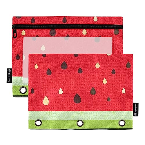 Quteprint Federmäppchen mit abstraktem Obst, Wassermelone, 2 Stück, Reißverschluss, mit transparentem Fenster, Federmäppchen, Ordnertaschen, Organizer-Tasche für Büro, Zuhause, Make-up-Zubehör von Quteprint